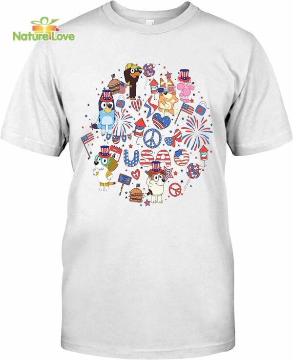 Bluey 4th of July Magical Shirt, Red White Bluey and Bingo 4th of July Shirt