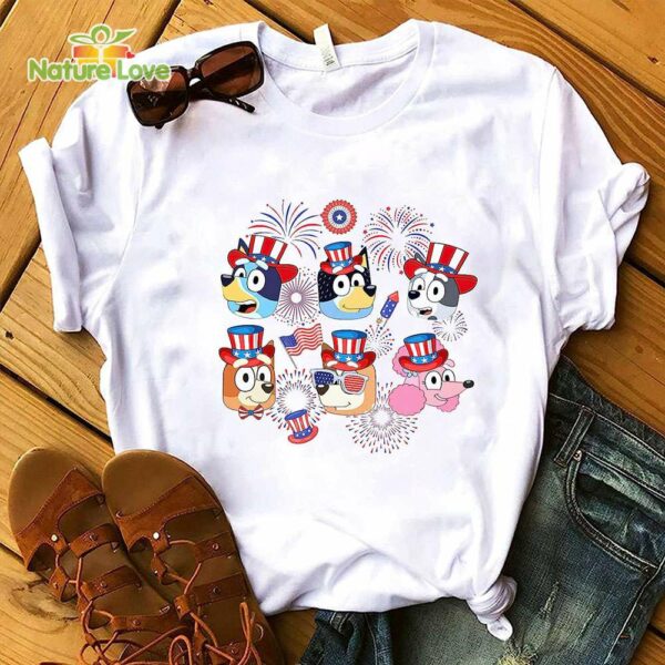 Bluey 4th of July Shirt, Bluey and Bingo Fireworks l Bluey Sibling 4th July Shirt