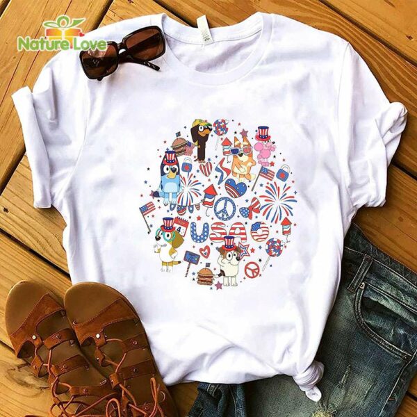 Bluey 4th of July Magical Shirt, Red White Bluey and Bingo 4th of July Shirt