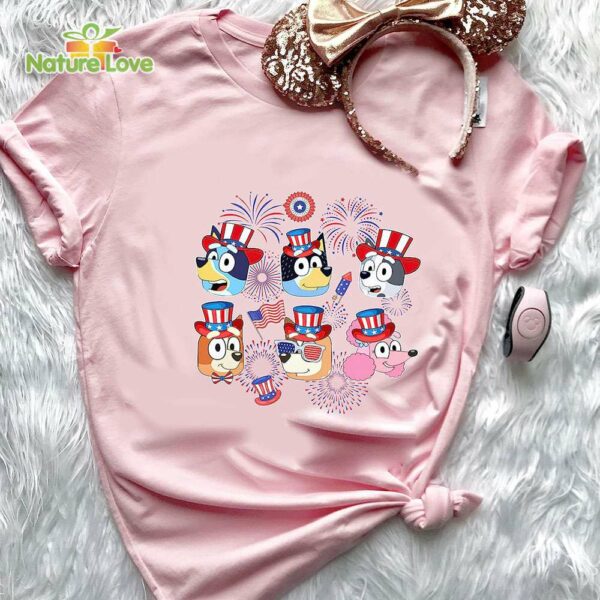 Bluey 4th of July Shirt, Bluey and Bingo Fireworks l Bluey Sibling 4th July Shirt