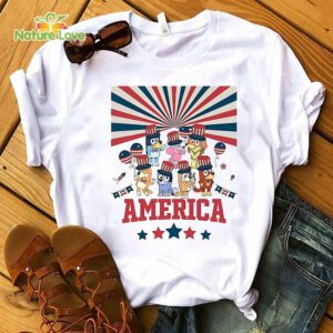 Bluey America 4th of July Tshirt Red White Bluey Tshirt America Flag Bluey Bingo 4th of July Tshirt 1