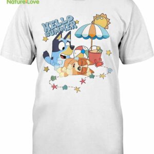 Bluey Bingo Hello Summer Tshirt, Bluey and Bingo Tshirt, Last Day of School Tshirt Summer Vibes Bluey Tshirt