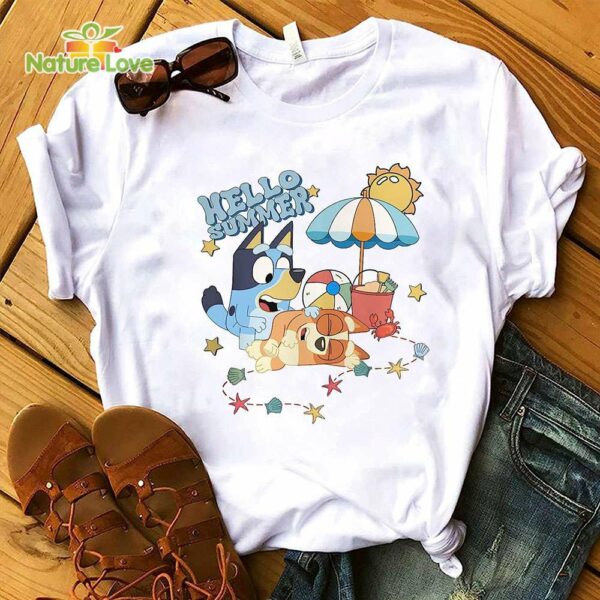 Bluey Bingo Hello Summer Tshirt, Bluey and Bingo Tshirt, Last Day of School Tshirt Summer Vibes Bluey Tshirt