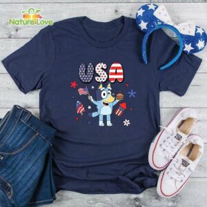 Bluey Character 4th July Mug Bluey USA 4th July Tshirt Blue Dog Family 4th of July Tshirt Patriotic Bluey Tshirt 2