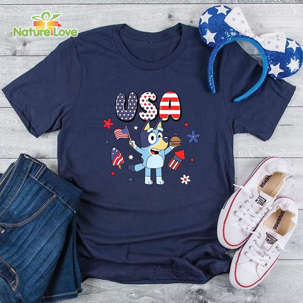Bluey Character 4th July Mug, Bluey USA 4th July Tshirt, Blue Dog Family 4th of July Tshirt, Patriotic Bluey Tshirt Bluey Character 4th July Mug, Bluey USA 4th July Tshirt, Blue Dog Family 4th of July Tshirt, Patriotic Bluey Tshirt
