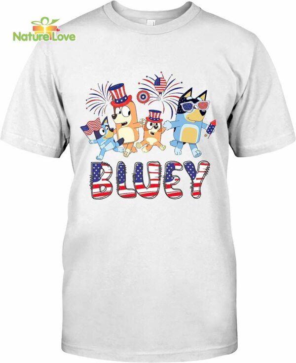 Bluey Family 4th of July Party in The USA T-Shirt, Red and White Bluey, Bluey and Bingo Independence