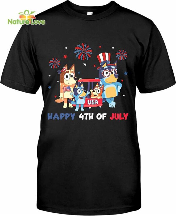 Bluey Family Happy 4th of July Tshirt, Bluey and Bingo 4th July Tshirt