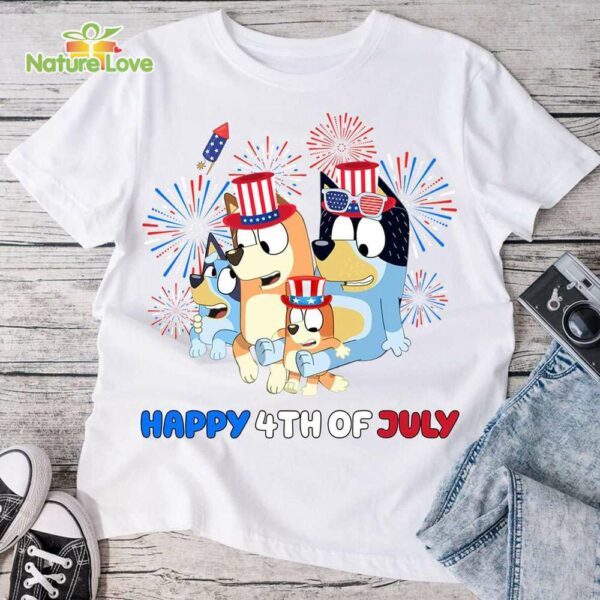Bluey Family 4th of July T-Shirt, Bluey and Bingo 4th July Shirt, Bluey Freedom Day Shirt