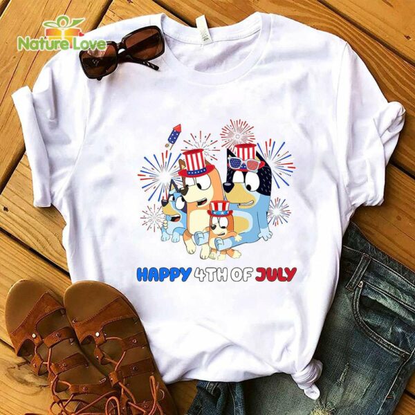 Bluey Family 4th of July T-Shirt, Bluey and Bingo 4th July Shirt, Bluey Freedom Day Shirt