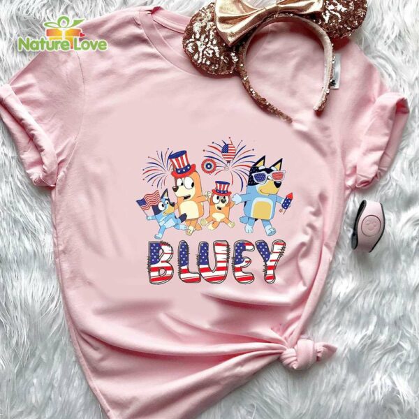 Bluey Family 4th of July Party in The USA T-Shirt, Red and White Bluey, Bluey and Bingo Independence