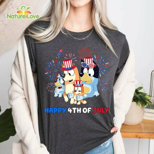 Bluey Family 4th of July T-Shirt, Bluey and Bingo 4th July Shirt, Bluey Freedom Day Shirt