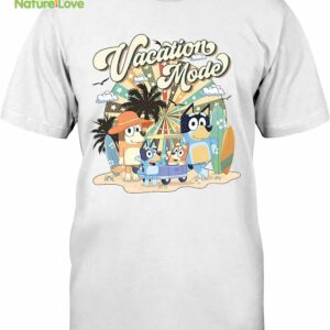 Bluey Family Vacation Mode Tshirt, Retro Bluey Family Summer Tshirt,The Heeler Family Meme Tshirt