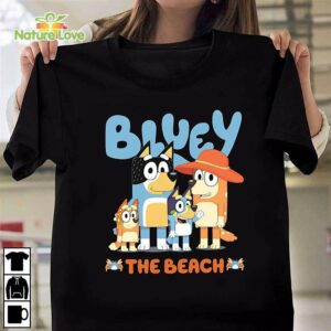 Bluey Family The Beach T Shirt Heeler Family Tshirt Heeler Family Summer Tshirt Bluey Summer Tshirt Black 1