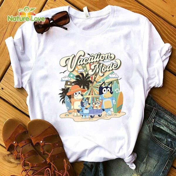 Bluey Family Vacation Mode Tshirt, Retro Bluey Family Summer Tshirt,The Heeler Family Meme Tshirt