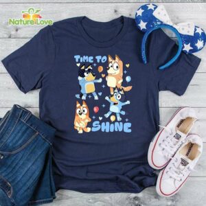 Bluey Family Time to Shine T Shirt Bandit Chilli Bluey Bingo Family Tshirt Heeler Family Dance Shirt Black 2