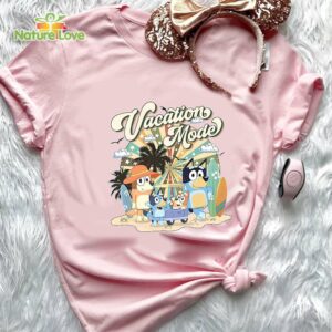 Bluey Family Vacation Mode Tshirt Retro Bluey Family Summer TshirtThe Heeler Family Meme Tshirt White 2