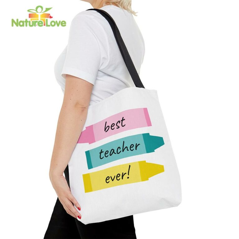Crayon Best Teacher Tote Bags Back To School Gift for Teacher The