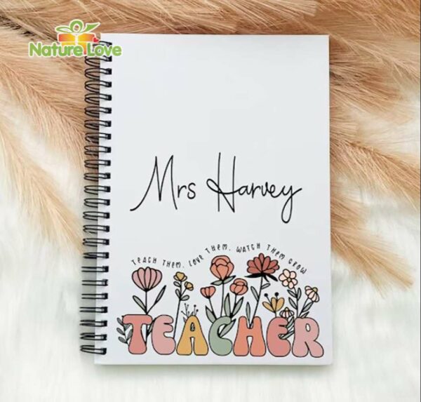 Wildflower Teacher Notebook with Name Personalized Back to School Gifts