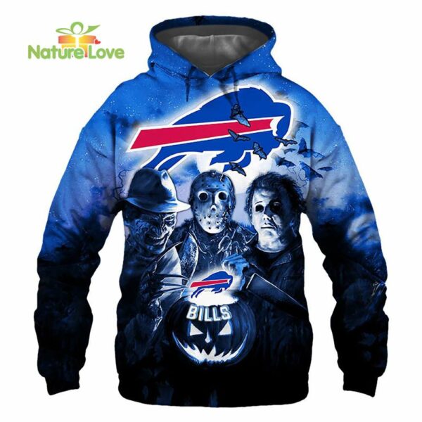 Buffalo Bills Horror Night Freddy Jason Michael Myers Hoodie Halloween NFL Gifts