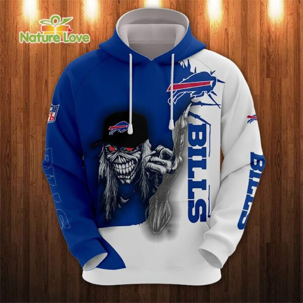 Buffalo Bills Long Hair Skull Halloween Hoodie NFL Gifts