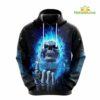 Carolina Panthers Blue Flaming Skull Halloween NFL Hoodie Gifts for Fans