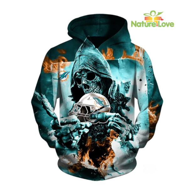 Miami Dolphins Grim Reaper Fire NFL Hoodie Gifts for Fans