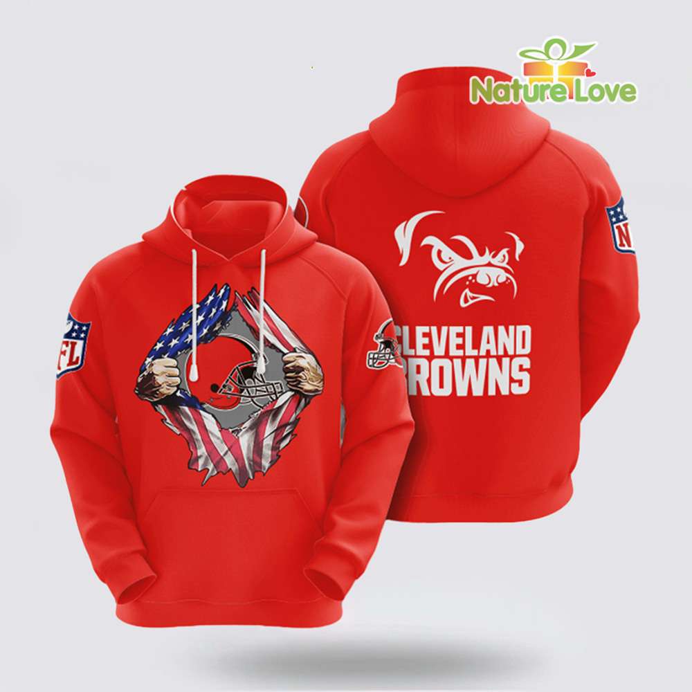 Cleveland Browns American Flag Patriot NFL Hoodie Gifts for Fans