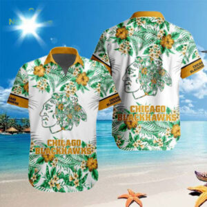 NHL Chicago Blackhawks Tropical Floral Hibiscus Hawaiian Shirt