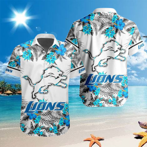 NFL Detroit Lions Tropical Floral Hibiscus Hawaiian Shirt NFL Detroit Lions Tropical Floral Hibiscus Hawaiian Shirt