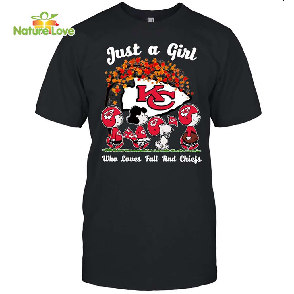 Snoopy Peanuts Just A Girl Who Love Fall And Kansas City Chiefs Shirt Best NFL Gift Idea 1