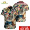 Retro New Orleans Saints American Flag Personalized Hawaiian Shirt