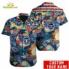 Custom Name Tennessee Titans American Flag Vintage Hawaiian Shirt