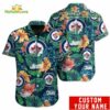 Tropical Floral Winnipeg Jets Custom Name NHL Hawaiian Shirt
