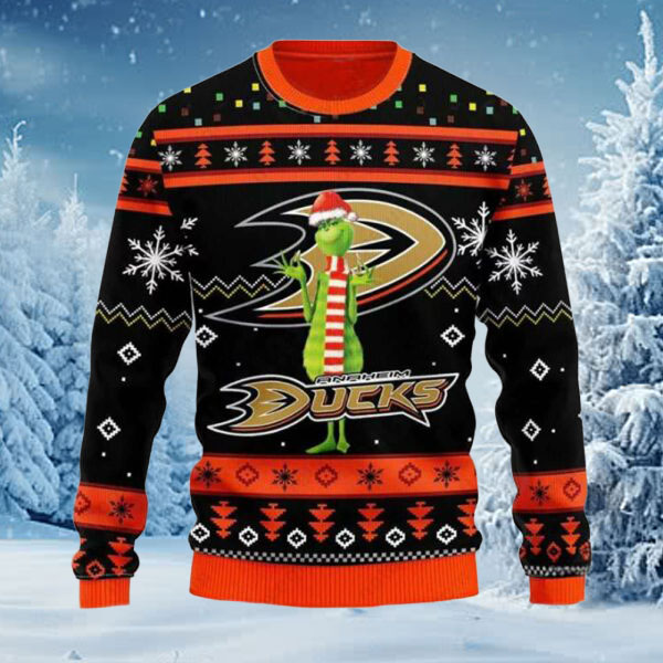 Anaheim Ducks Santa Grinch Ugly Christmas Sweater NHL Gifts Anaheim Ducks Santa Grinch Ugly Christmas Sweater NHL Gifts