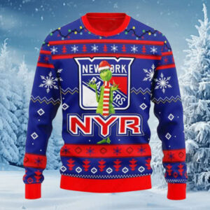 New York Rangers Santa Grinch Ugly Christmas Sweater NHL Gifts