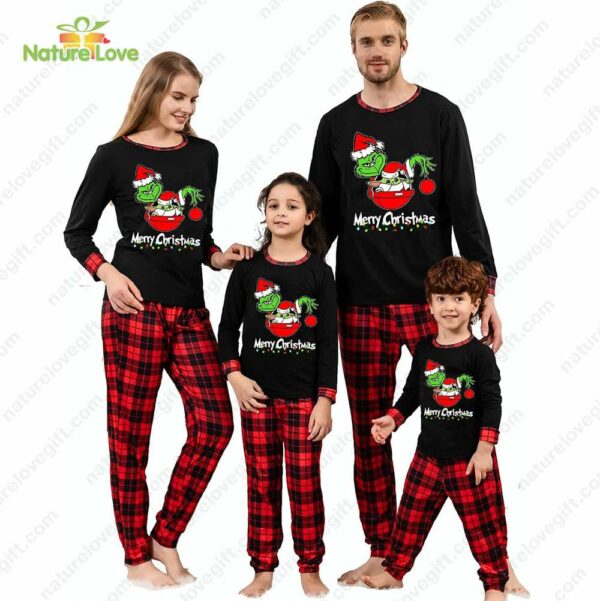 Baby Yoda Grinch Christmas Pajamas for Family Merry Grinchmas Xmas Matching Pjs Set 1