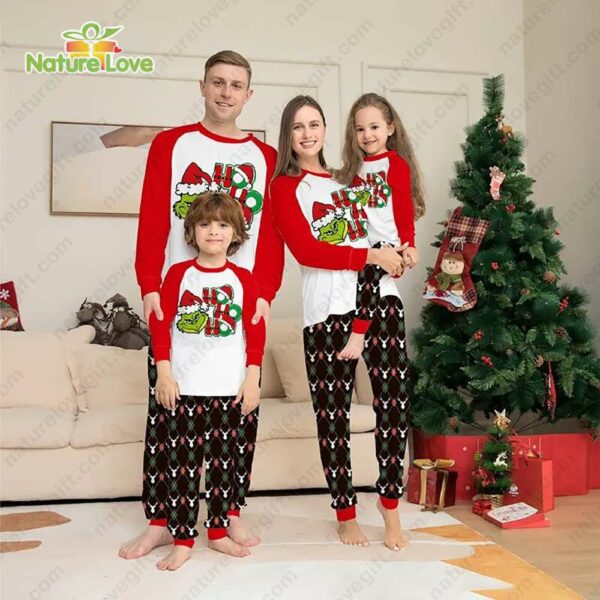 Ho Ho Ho Grinch Christmas Pajamas Set Sleepwear Family Matching Outfit