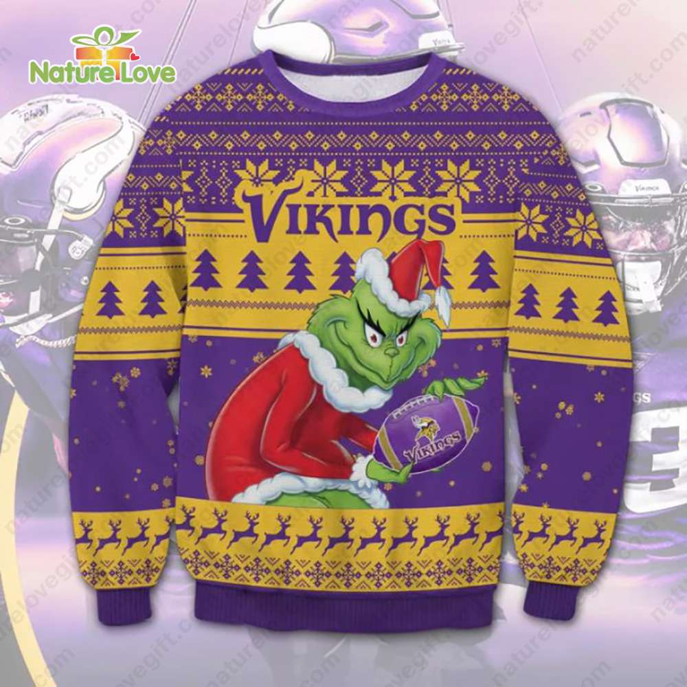 The Grinch Stole Minnesota Vikings NFL Ugly Christmas Sweater