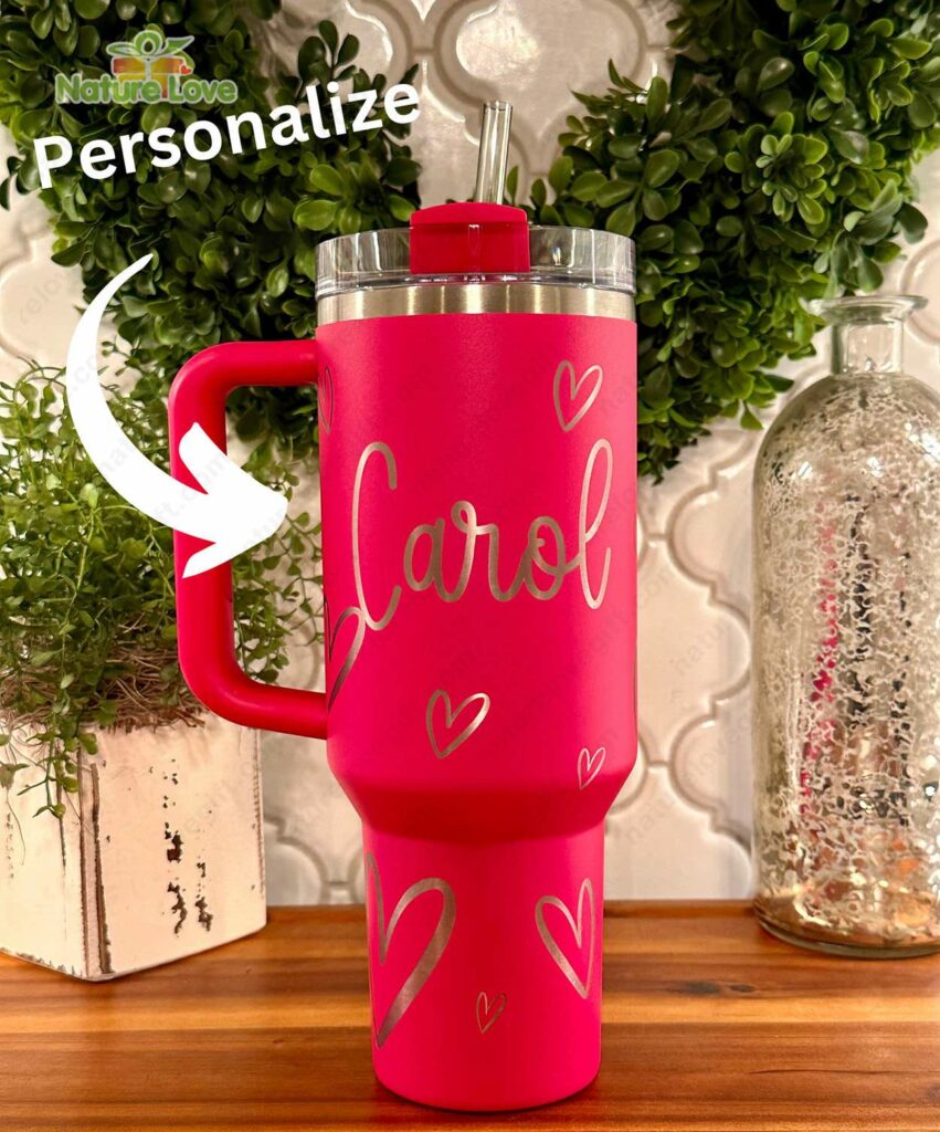 Custom 40oz Laser Engraved Tumbler with Name Valentines Day Gift The