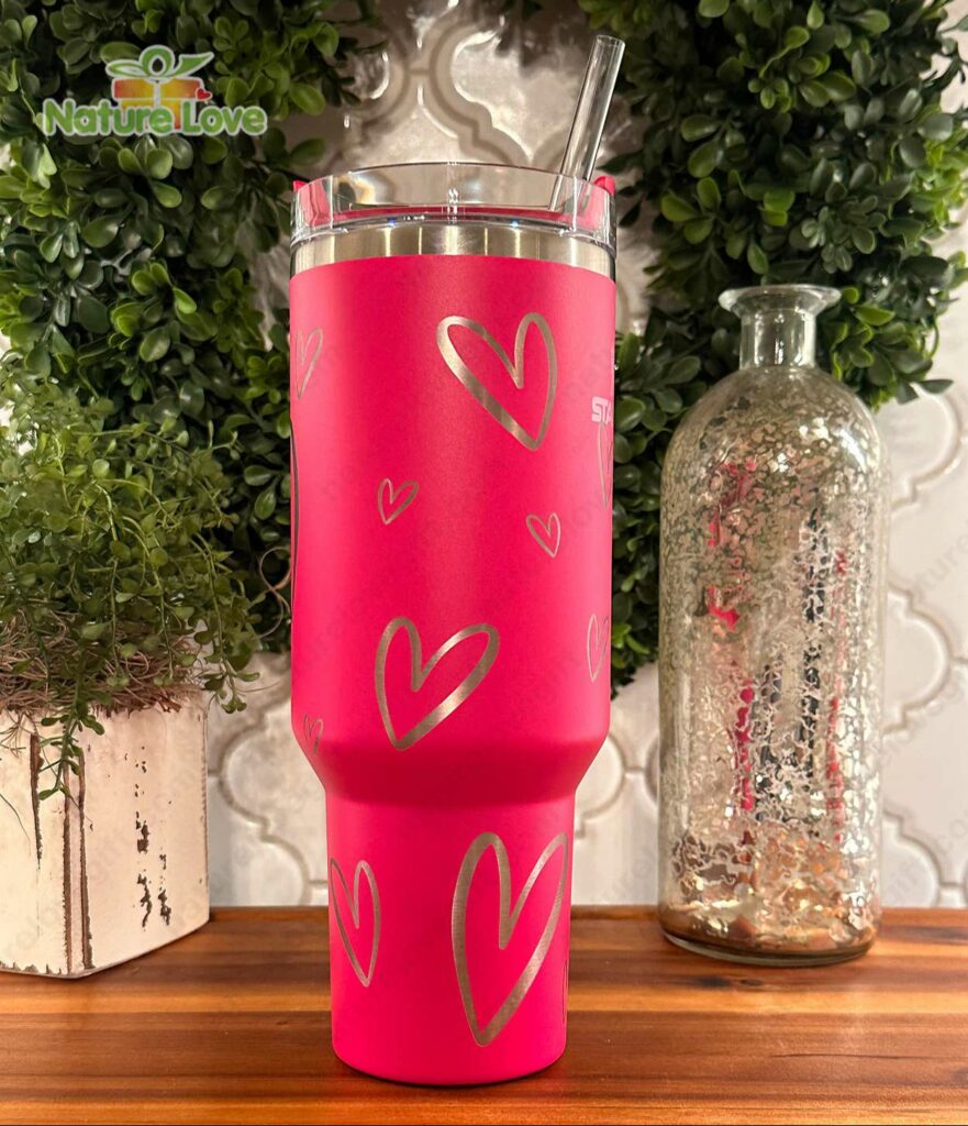Custom 40oz Laser Engraved Tumbler with Name Valentines Day Gift The