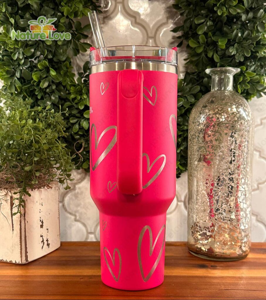 Custom 40oz Laser Engraved Tumbler with Name Valentines Day Gift The