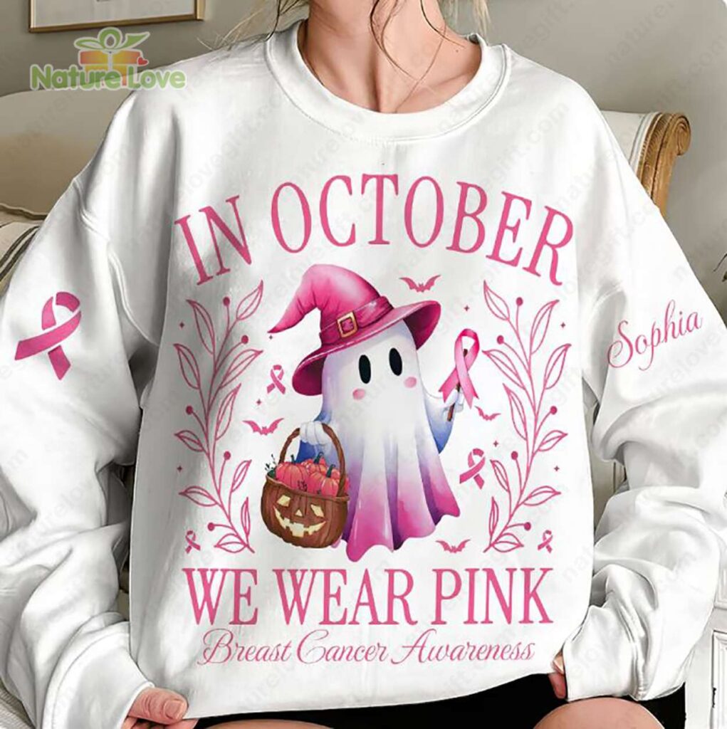 October Boo Personalized Breast Cancer Awareness Pink October Boo Halloween Shirt ...