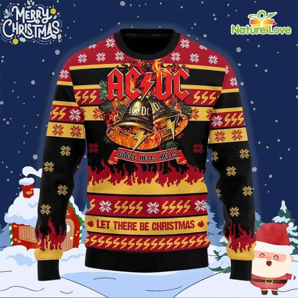 ACDC Band Jingle Hells Bells Christmas Ugly Christmas Sweater Xmas ...