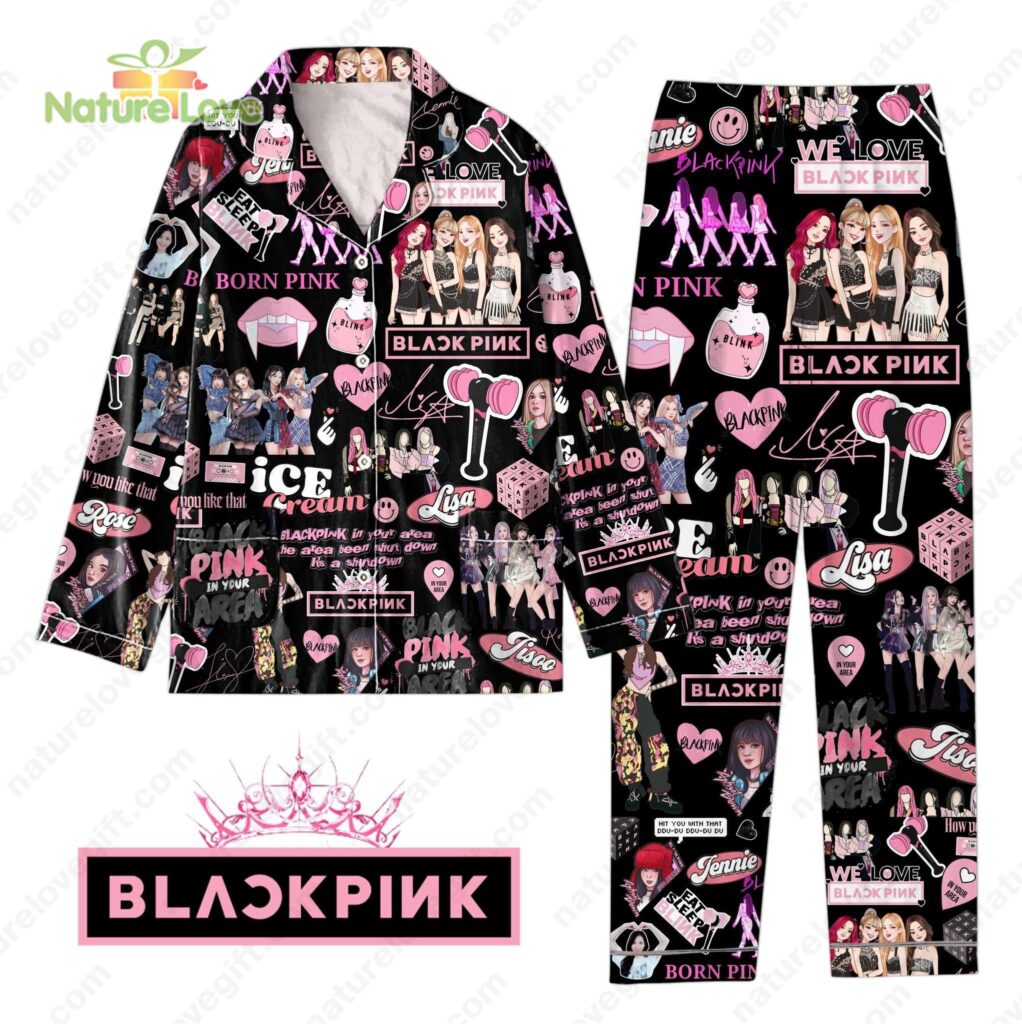 Black Pink In Your Area Jennie Jisoo Lisa Rose Pajamas Set