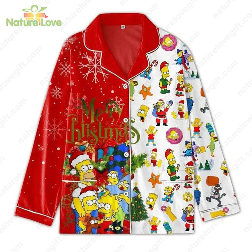 Red Simpsons Pyjamas Merry Christmas With The Simpsons Pajamas Set TV Show Gift - Unique ...