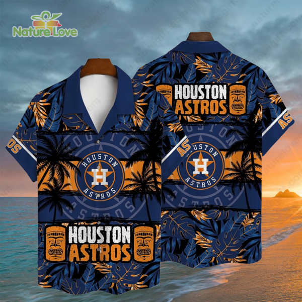 Houston Astros Tiki Tropical Leaves Trees MLB Hawaiian Shirt