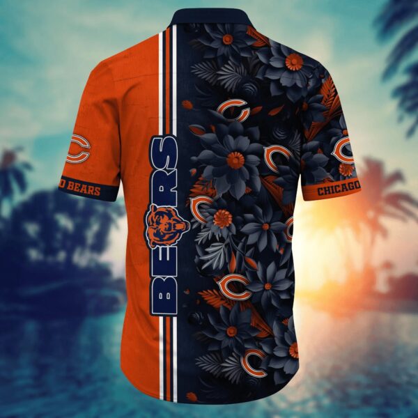 Chicago Bears Hawaiian Shirt Floral Stripes Design 742307