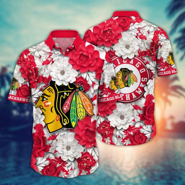 Chicago Blackhawks Floral Hawaiian Shirt 523645