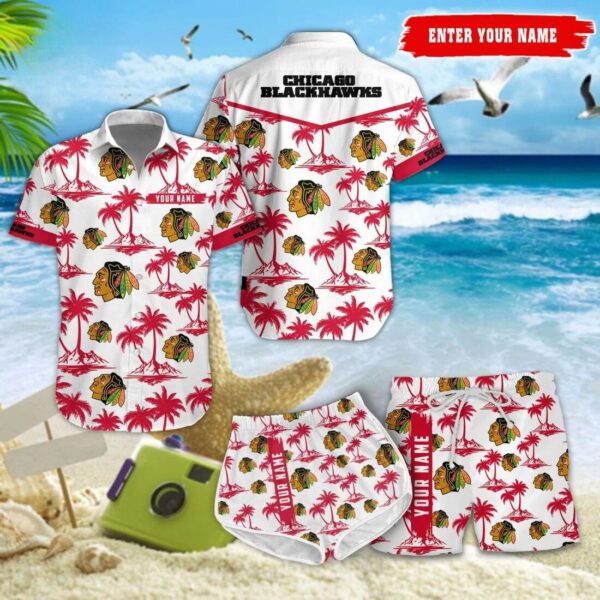 Chicago Blackhawks Hawaiian Shirt Island Palms Design 725477