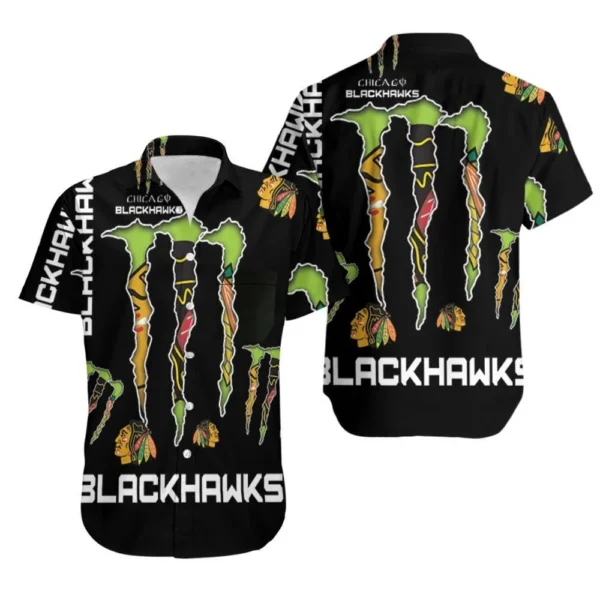Chicago Blackhawks Monster Energy Hawaiian Shirt 374058